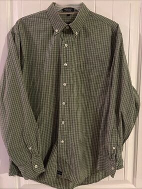 Izod Green Plaid Long-Sleeve Button-Down Shirt
